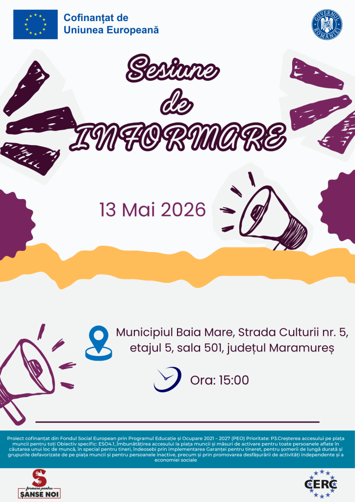 Vă invităm la sesiunea de informare din cadrul proiectului „Formare pentru Șanse Noi” - 13.05.2026